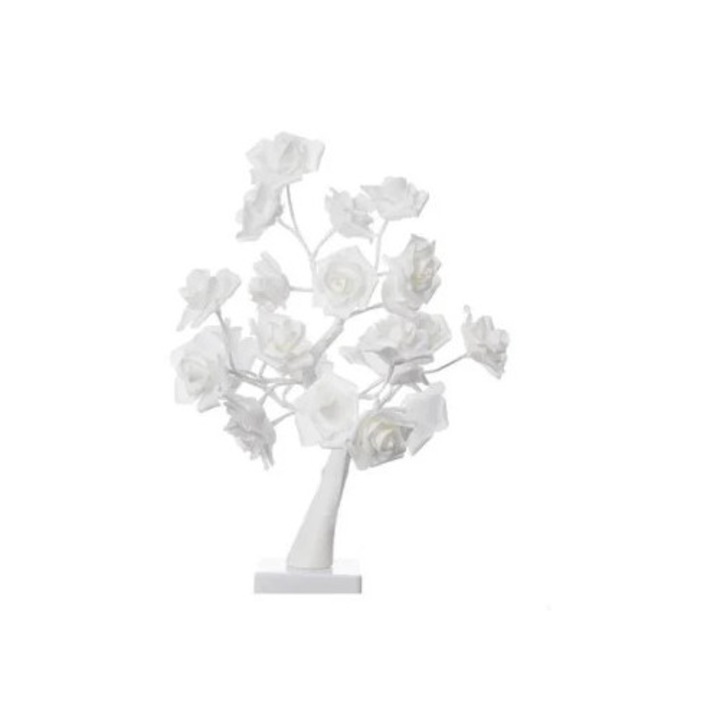 Veioza LED alb-roz, lampa de masa, decor pentru dormitor, simulare copac,