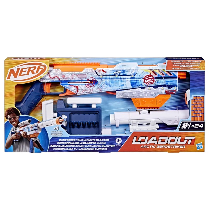 Бластер Nerf Loadout Arctic Zerostriker, 6 стрели, персонализиращи се функции, многоцветен