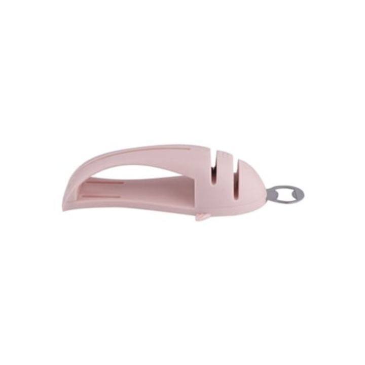 Ascutitor cutite, 3 etape, maner ergonomic, baza antiderapanta, utilizare profesionala si acasa, roz