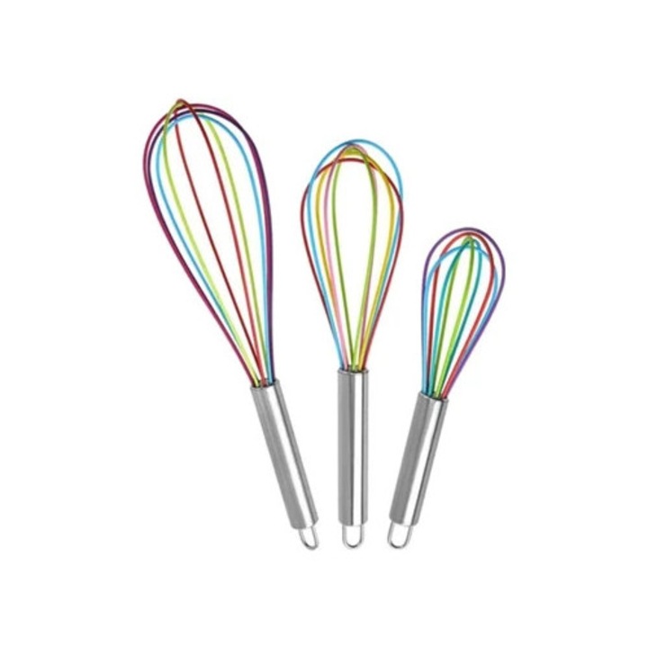 Set teluri din silicon profesional, non-stick, maner din otel