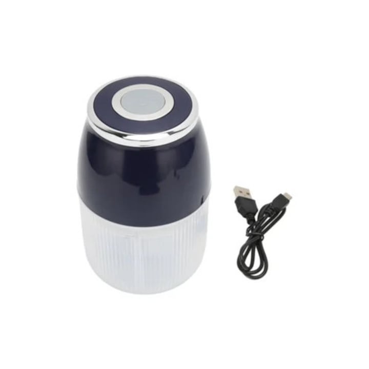 Tocator electric cu 3 lame, procesor de alimente multifunctional, motor puternic, incarcare USB, 30x15x15cm, negru / alb