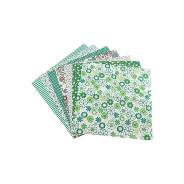 Set de tesaturi din bumbac 50x50cm, 7 piese, pregatite pentru crafturi, verde