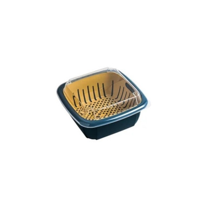 Strecuratoare cu capac, multifunctionala, set dublu pentru fructe si legume, Verde / Galben