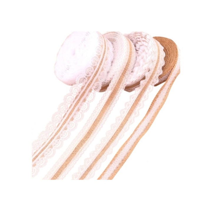 Elegáns vintage szalagok változatos mintákkal esküvői dekorációhoz és scrapbookinghoz