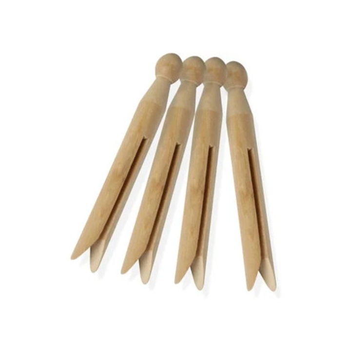 Clipsuri rotunde din lemn, design clasic, lemn netratat, accesorii uscatoare rufe