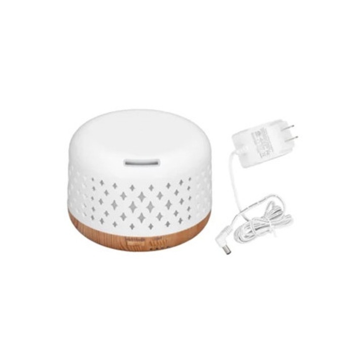 Umidificator Aromaterapie, 300ml, 8W, lemn, 7 culori LED