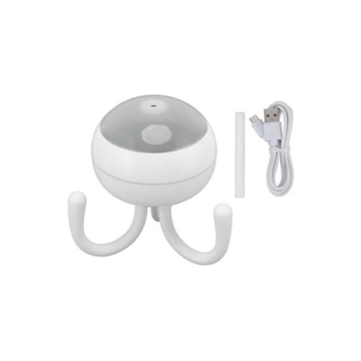 Mini USB párásító 200ml, polip design, 2 mód, éjszakai fény, időzítő