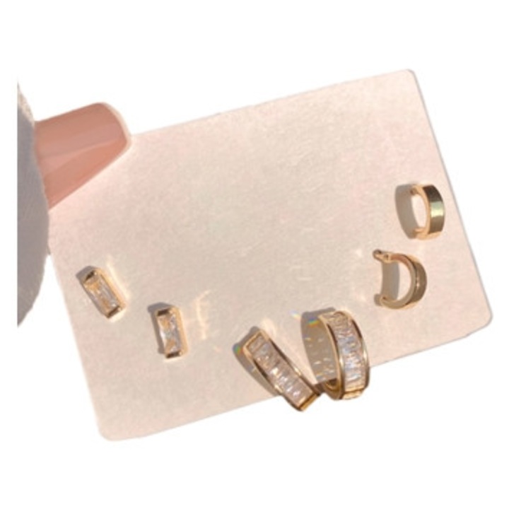 Set mic cercei clip-on argintii stil scolarita