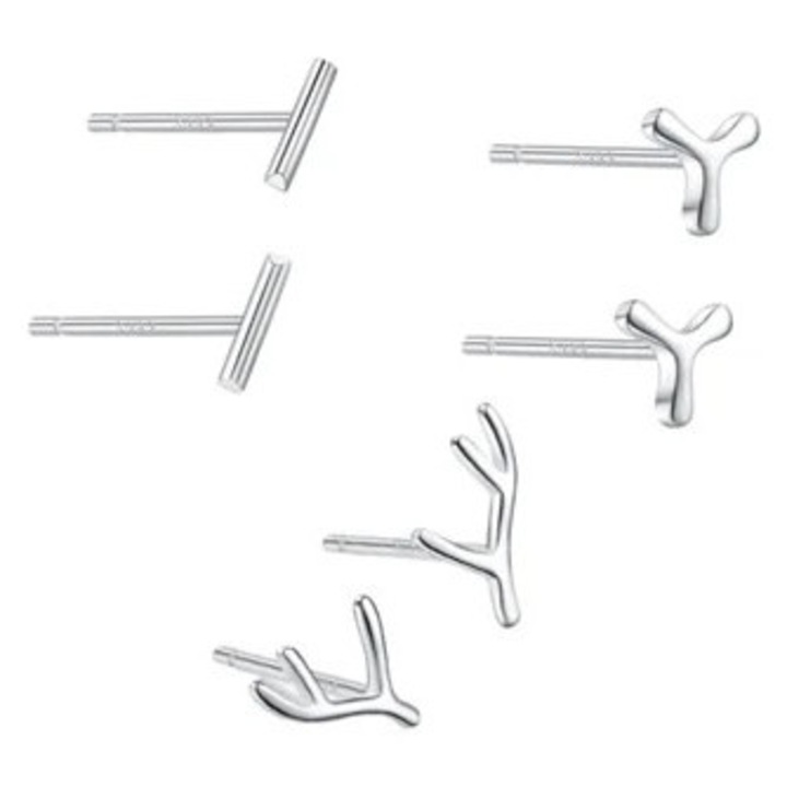 Cercei din argint pentru femei, set cercei stea si luna, 1.5x1.5cm