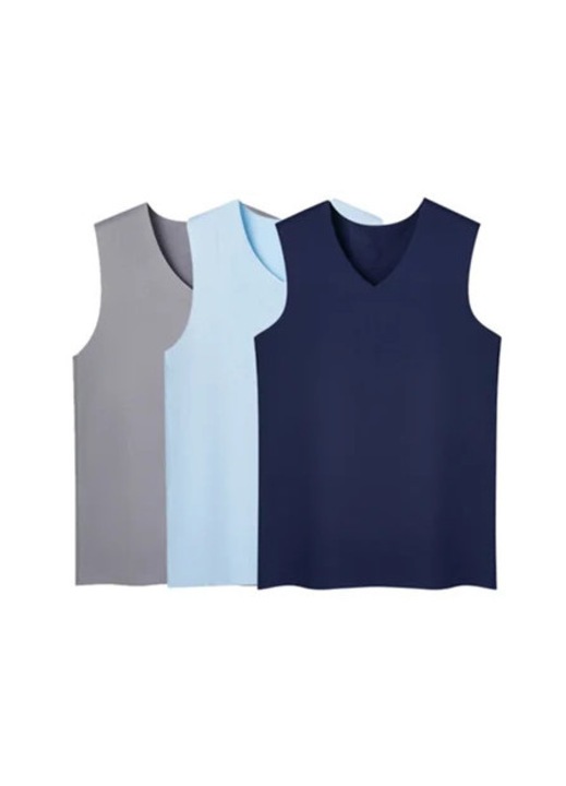 Комплект от 3 мъжки тениски, полиестер, син, XL INTL