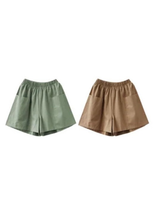 Set pantaloni scurti dama, Bumbac, Verde/Maro