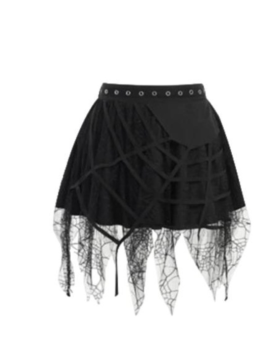 Fusta asimetrica cu fermoar, design stea pentagonala, stil gotic punk, negru, S INTL