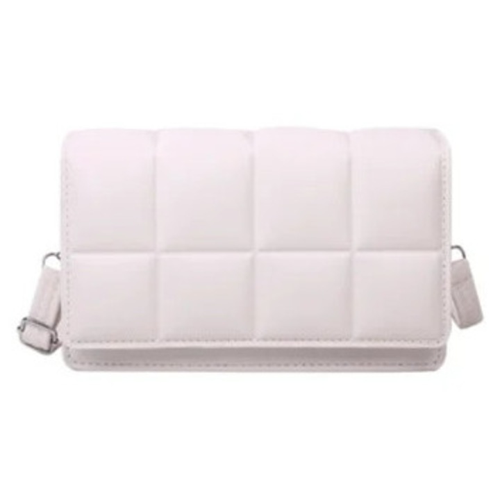 Fehér bőr kocka női táska, 40x45cm