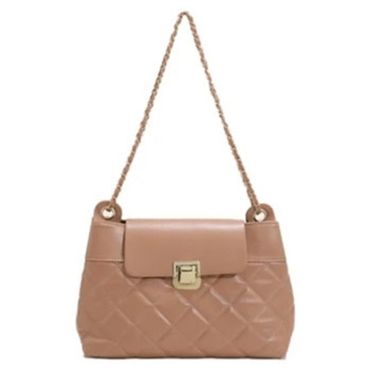 Válltáska zsinórból, fém szíjjal, narancssárga, nőknek