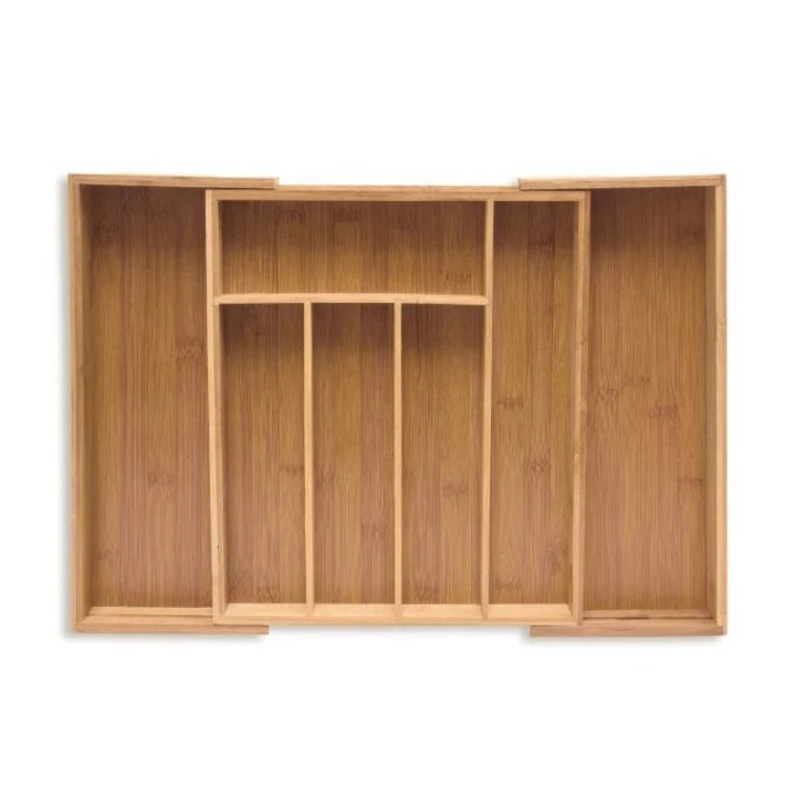 Разширяващ се органайзер за прибори B2X, бамбук, 5 отделения, 35,2x25,7x6,5 см