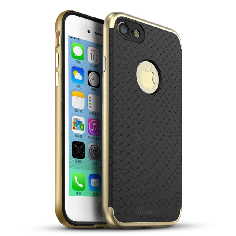 Husa Fashion Glamour IPAKY Full Protection - Grid Patern - iPhone 7 (Gold)