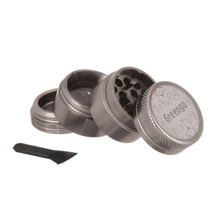 Grinder tutun GreenGo, 4 parti, gri, 30mm