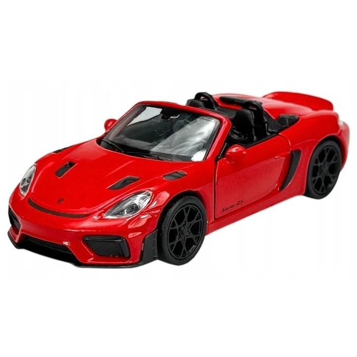 Welly Porsche 718 Spyder RS autómodell, fém, piros, 12 cm