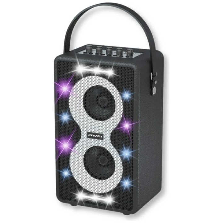 AWEI KA15 hordozható hangszóró, Bluetooth 5.3, 3600 mAh, 70W, USB-C, Fekete