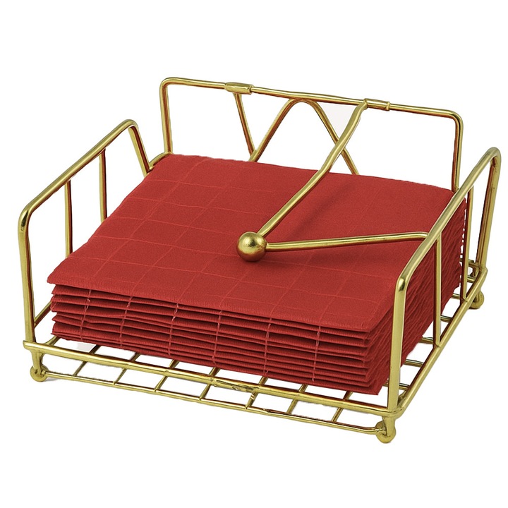 Декоративна метална поставка за салфетки Pufo Goldie, 18.5 x 9 см, златна