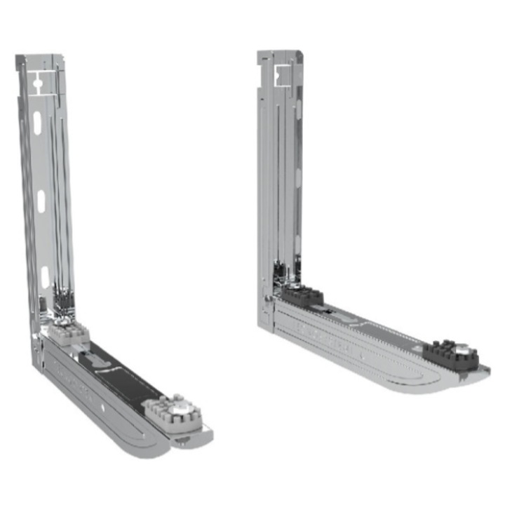 Suport INOX „GALILEO MGL A” Tecnosystemi SCD500381 – lungime 430 mm, inaltime 400 mm, latime reglabila 180–340 mm, capacitate 100 kg, cu amortizoare antivibratii „No-Shock” si suruburi incluse – consola unitati exterioare AC