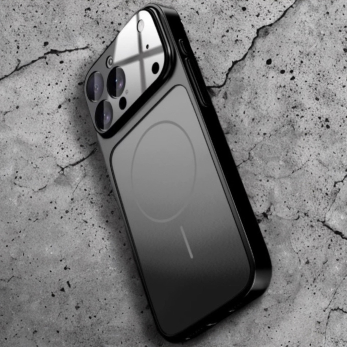 Husa magnetica ultra-subtire pentru iPhone 17 Promax – Sticla mata nano, protectie camera, culoare Negru