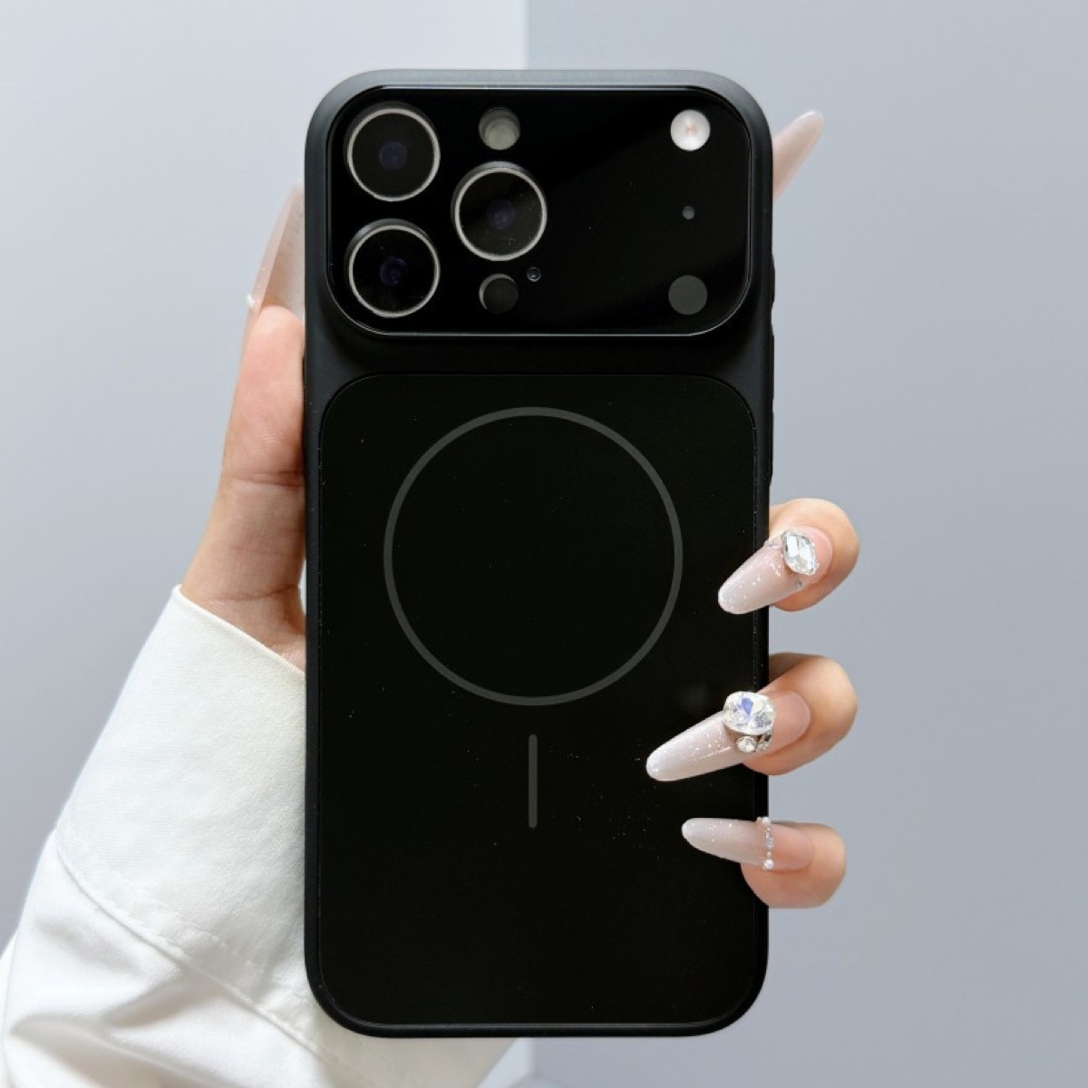 Husa magnetica ultra-subtire pentru iPhone 17 Promax – Sticla mata nano, protectie camera, culoare Negru