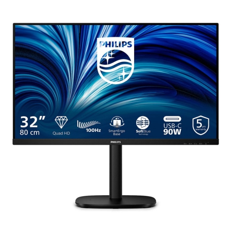 Monitor IPS LED, Philips, 32inch, 32B2U3601/00, QHD 2560 x 1440, HDMI, DisplayPort, Boxe, Negru