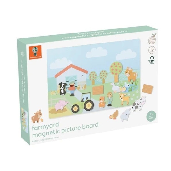 Tabla magnetică interactivă Ferma, Orange Tree Toys, lemn, 30x20x0.5cm, +3 ani
