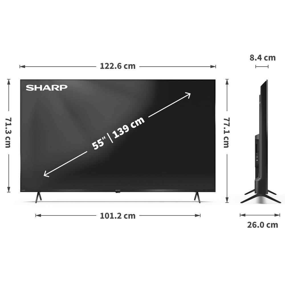 Televizor QLED, Sharp, 55HP5265E, Ultra HD 4K, Smart TV, WiFi, 139 cm