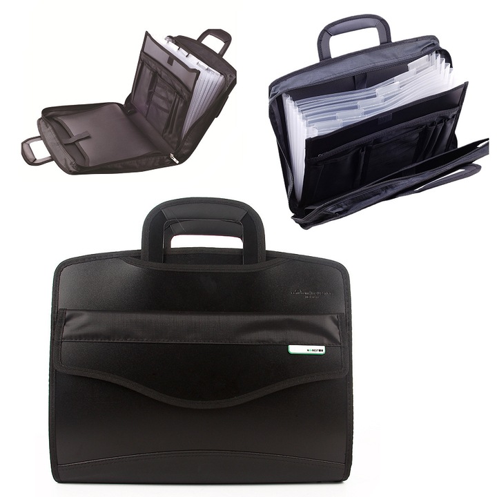 Servieta, Portofoliu, Pentru Documente, Laptop, Multifunctional, Organizator, Negru