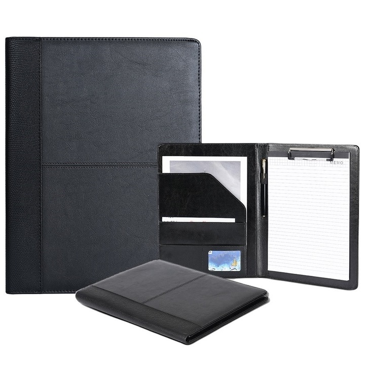 Mapa documente, Optinum, multifunctionala, neagra, 32x24,5x1,6cm, set cu arkusz de scriere.