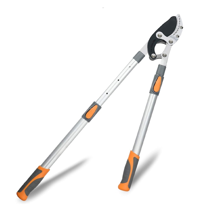 Foarfeca de gradina extensibila NEXTLY, lame din otel, pentru taiat crengi, maner ergonomic, lungime ajustabila 67-96cm, argintiu