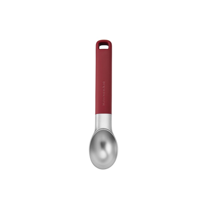 Lingura de inghetata KitchenAid, rosie, usor de curatat, cu logo, pentru portionare