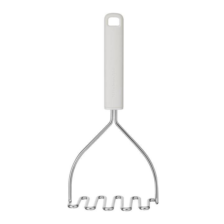 Tluczek за картофено пюре KitchenAid, инокс, ергономичен, бял
