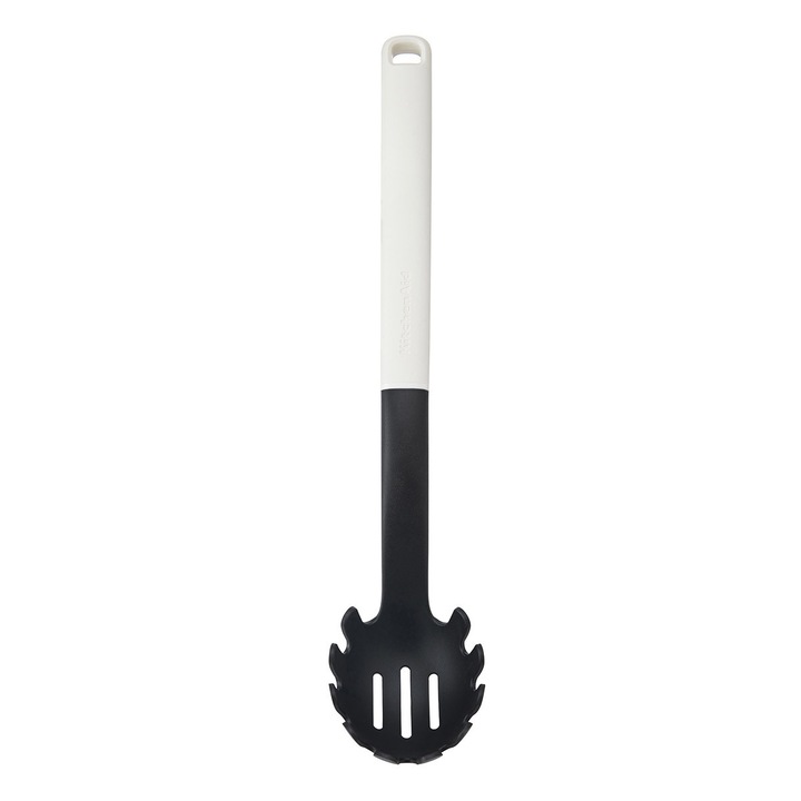 Lingura pentru spaghetti KitchenAid, Porcelain White, 34x7cm, rezistenta la temperaturi de pana la 232°C, ergonomic