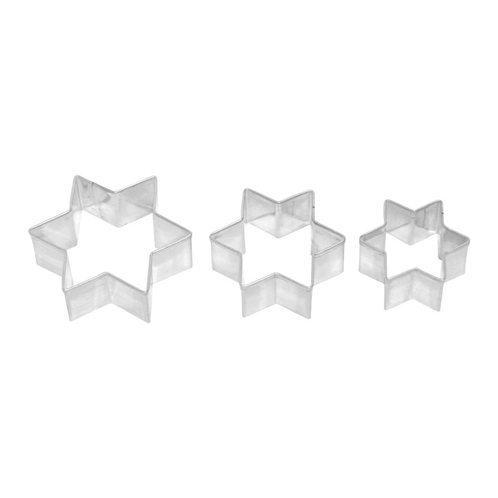 Set 3 forme prajituri Birkmann, stea, otel inoxidabil, 4.5x5.5x6.5cm