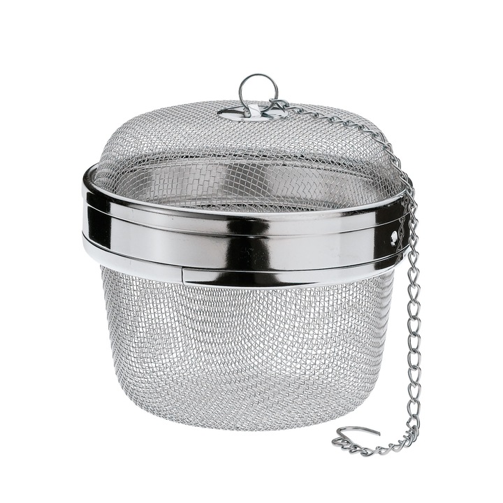 Infuzor ceai Kuchenprofi, 10,5cm, din otel inoxidabil, cu lant si carabina
