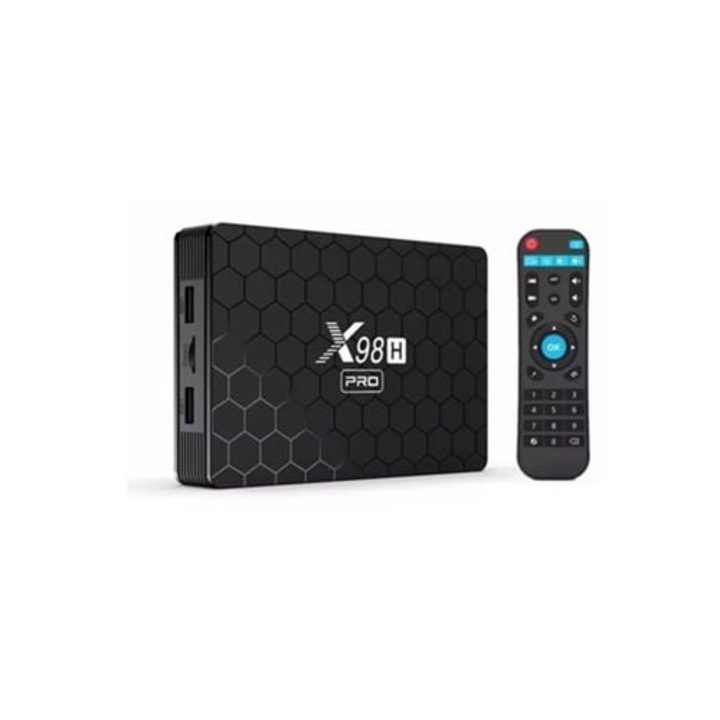 Mediaplayer Smart TV Box X98h Pro, 4GB RAM, 64GB ROM, 4K, Android 12, negru