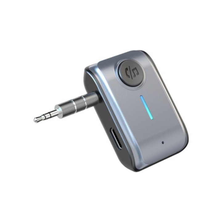 Adaptor auxiliar Bluetooth pentru masina, receptor Bluetooth 5.3, gri