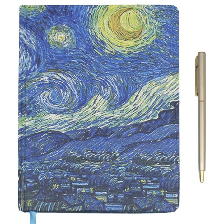 Agenda cu Pix Lesser & Pavey - Van Gogh - Noapte înstelată, 21x14.8cm