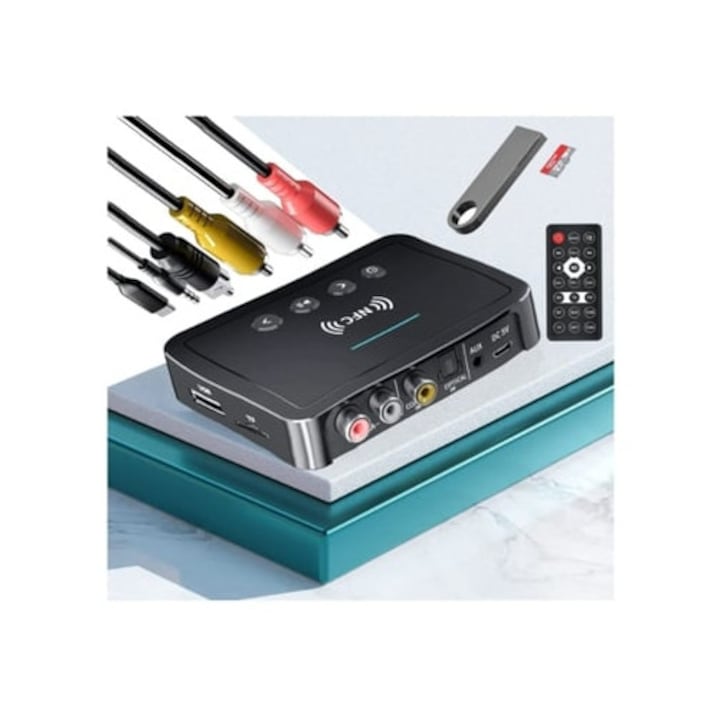 Adaptor Bluetooth 3 in 1, transmisie si receptie, 5.0, USB/Aux/RCA, negru