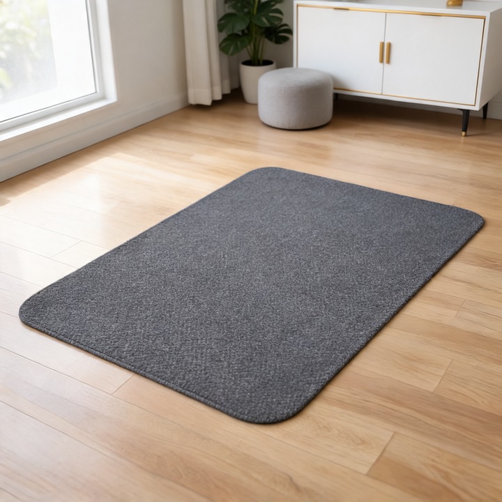Covor protectie podea, baza TPR poliester, antiderapanta, gri inchis, 120x90cm
