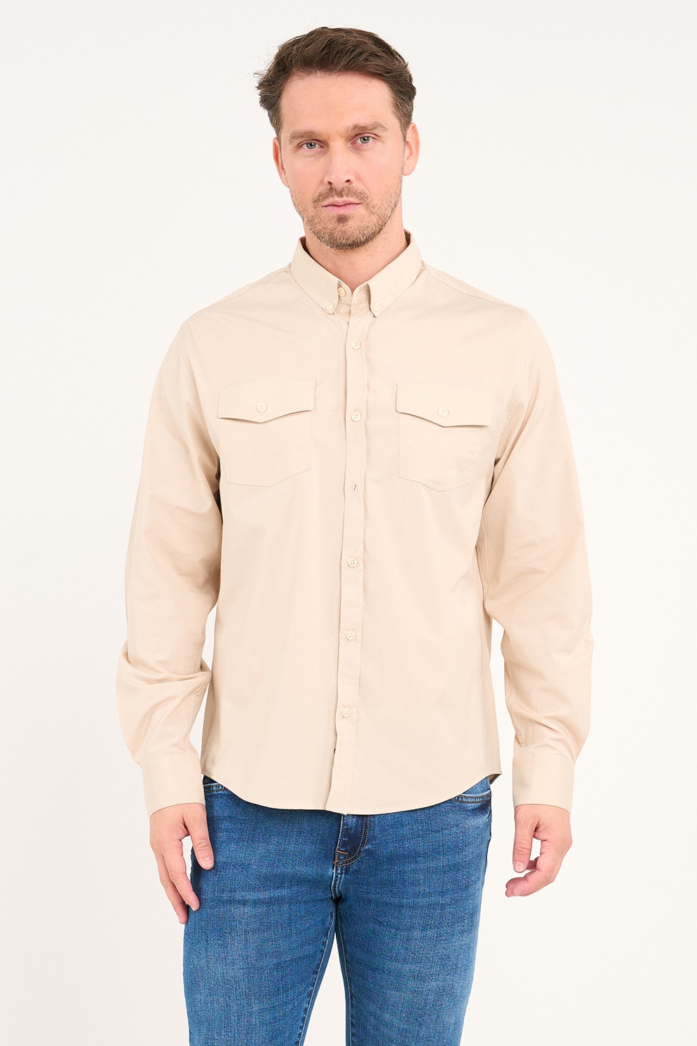 Lee Cooper, Camasa cu maneci lungi si buzunare pe piept, Bej, XL