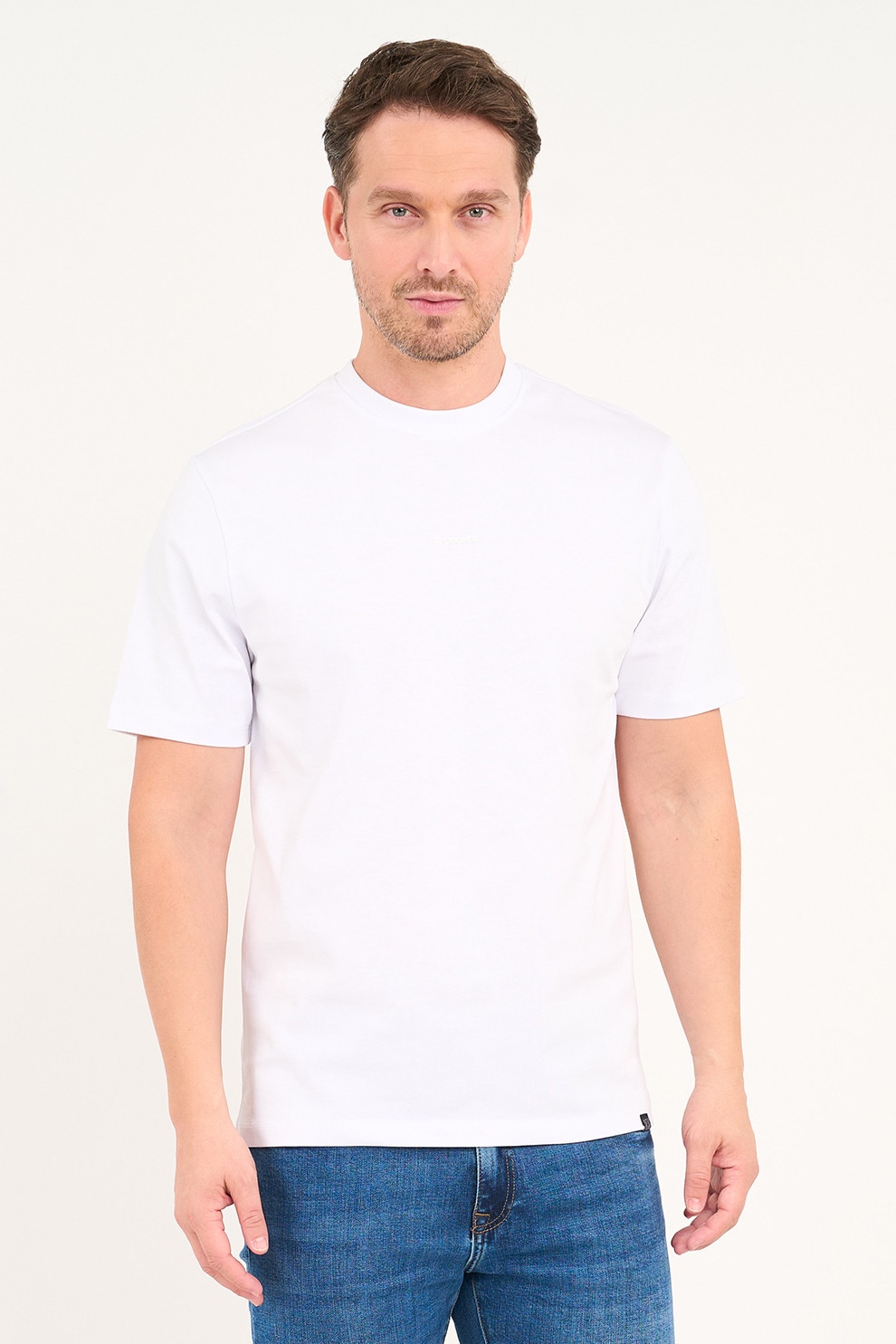 Lee Cooper, Tricou cu decolteu la baza gatului si logo, Alb, XL