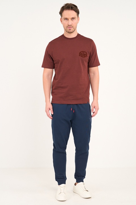 Lee Cooper, Pantaloni de trening cu snur si logo, Bleumarin, 2XL