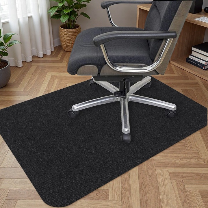 Covor protectie podea birou, baza TPR poliester, antiderapanta, negru 120x90cm