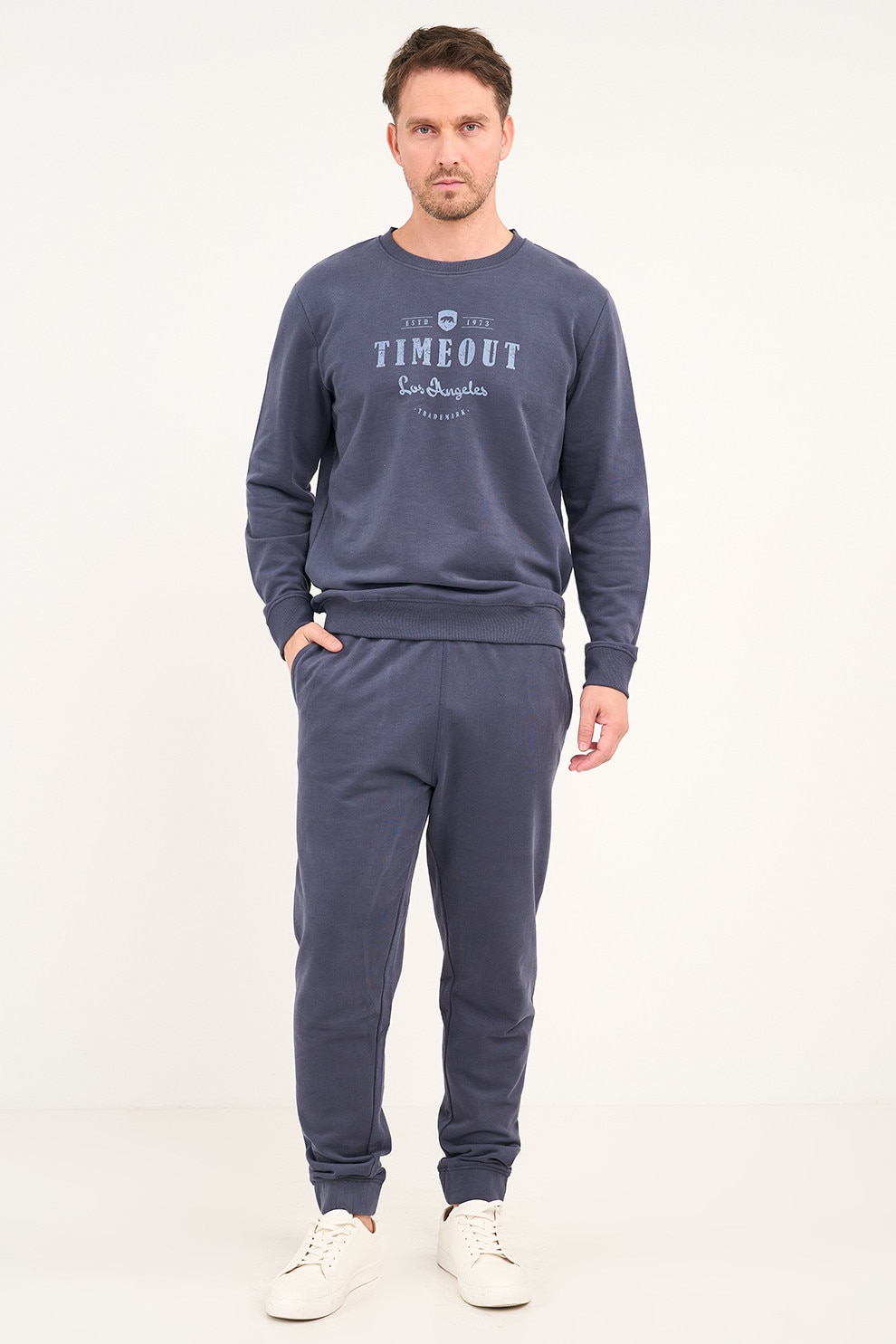 TIMEOUT, Pantaloni relaxed fit cu snur, Albastru, M