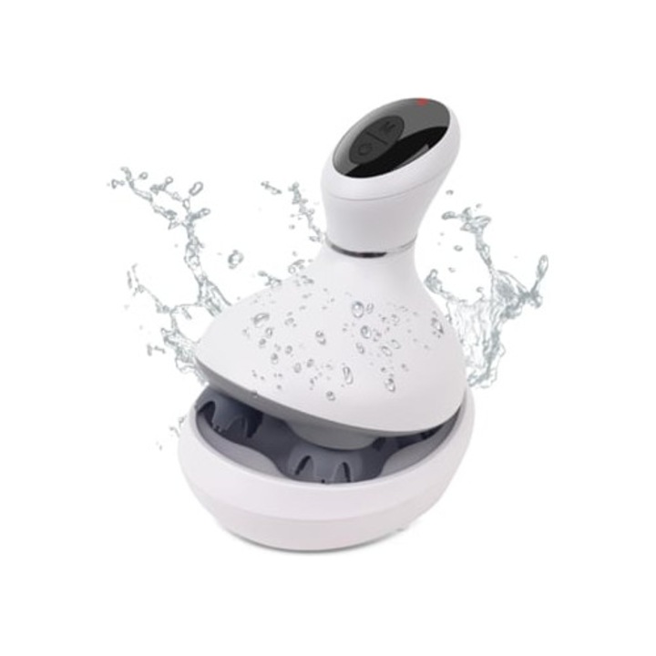 Електрически безжичен масажор за скалп за релаксация и стимулиране на растежа на косата, бял