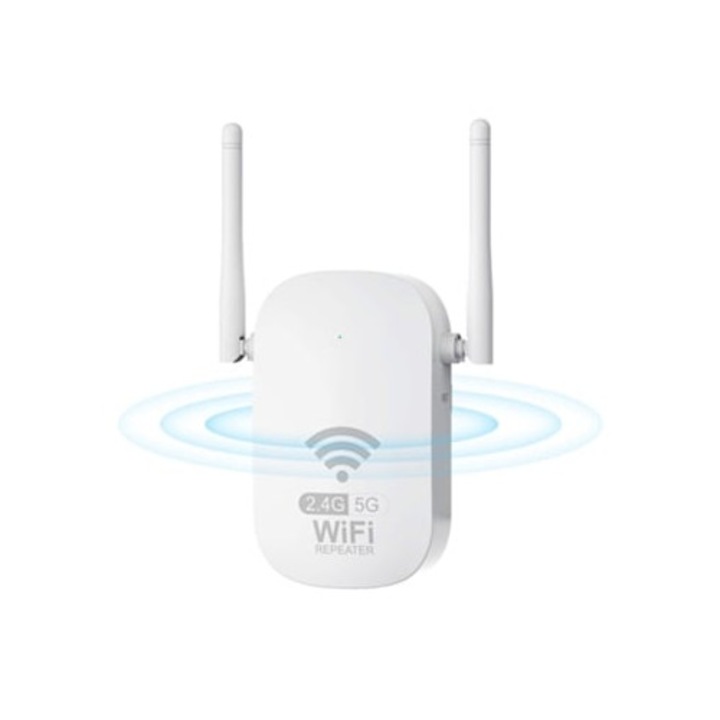 WLAN erősítő 1200 Mbit/S, Repeater/Router/AP mód, 5GHz 867Mbit/S / 2.4GHz 300Mbit/S, vezeték nélküli adapter